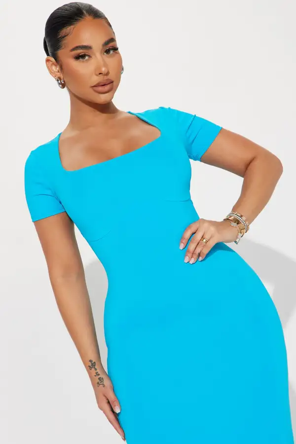 Noelle Short Sleeve Maxi Dress - Turquoise