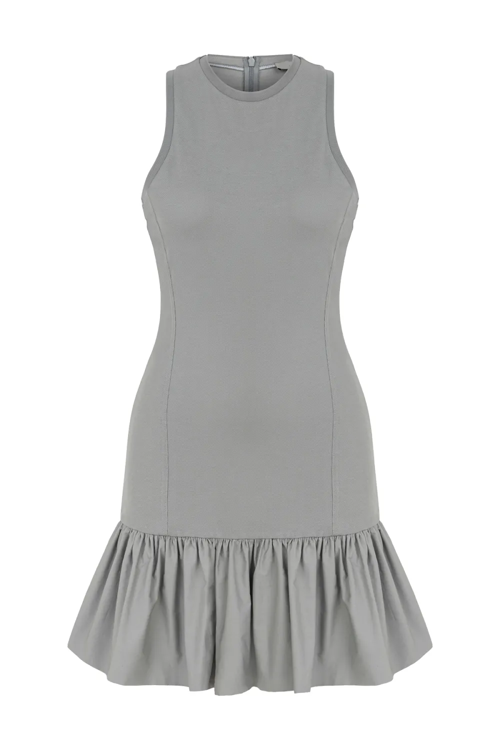 Crew Neck Pleated Mini Dress