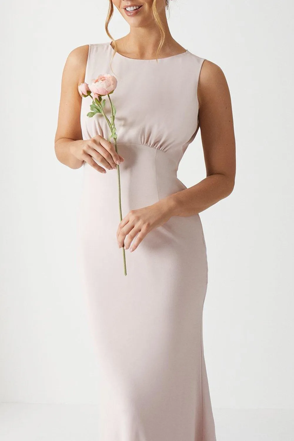 Ladies Sleeveless Solid Color Long Dress