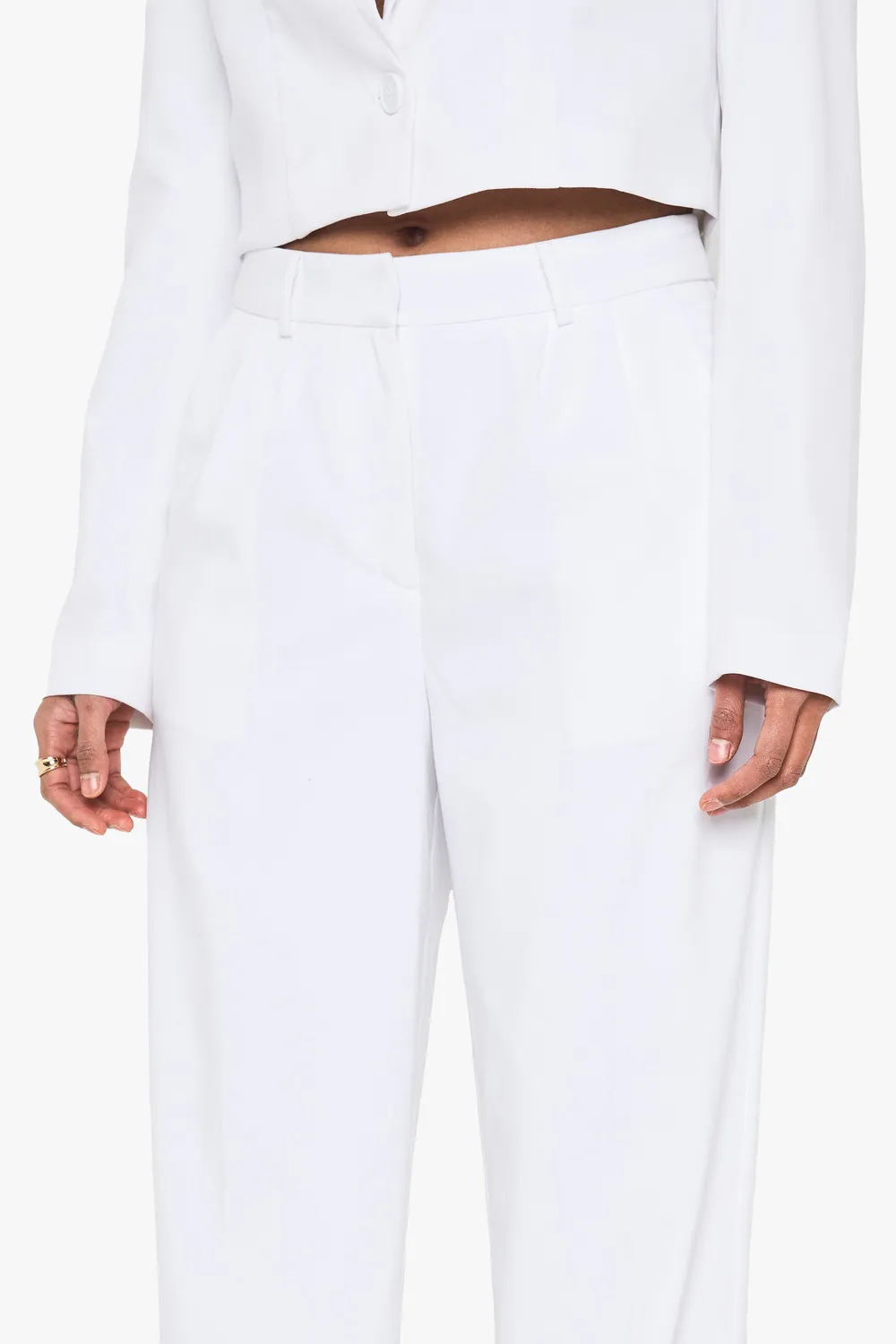 Elegant Tailoring Art White Women's Trousers