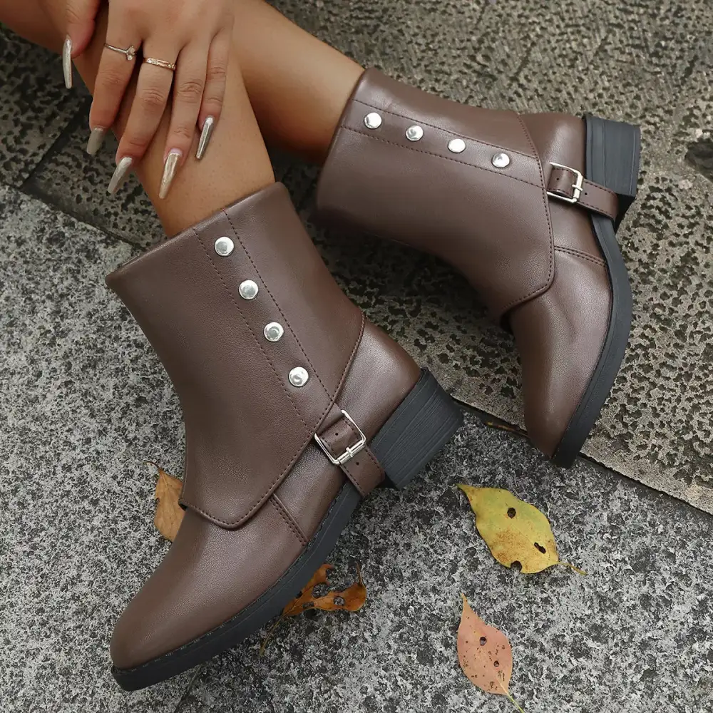 Structured Round Toe Block Heel Boots