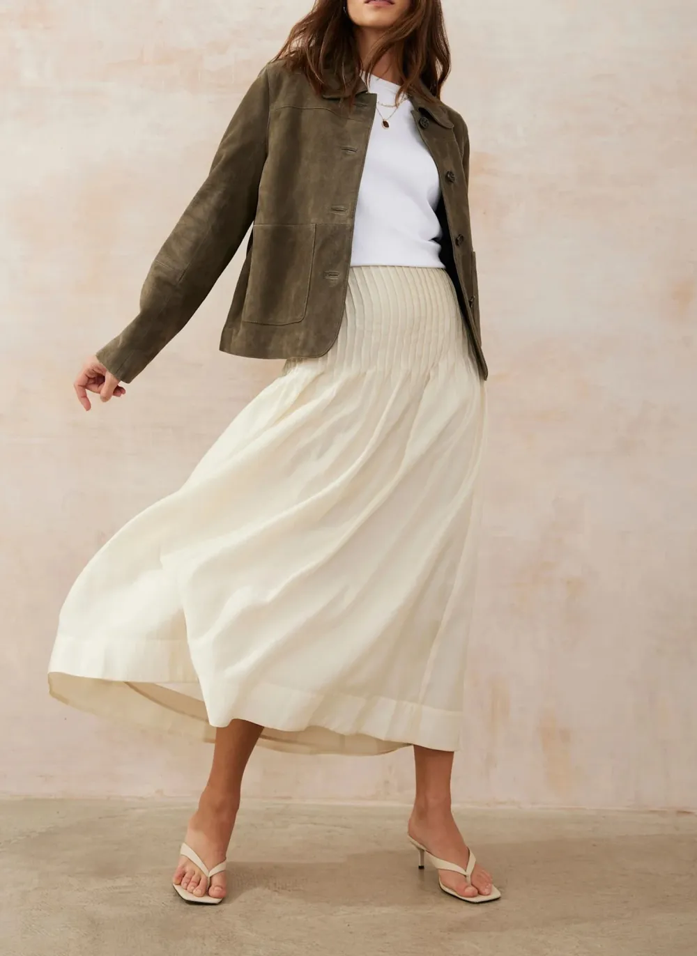 Casual Style Pintuck Maxi Skirt