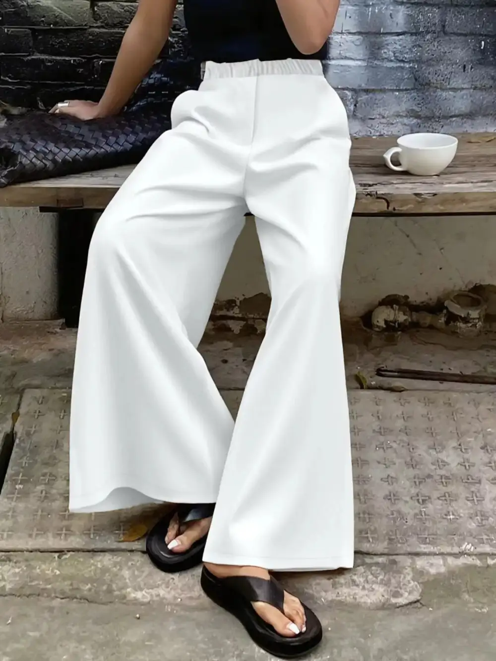 Everyday Elastic Waist Wide Leg Pants
