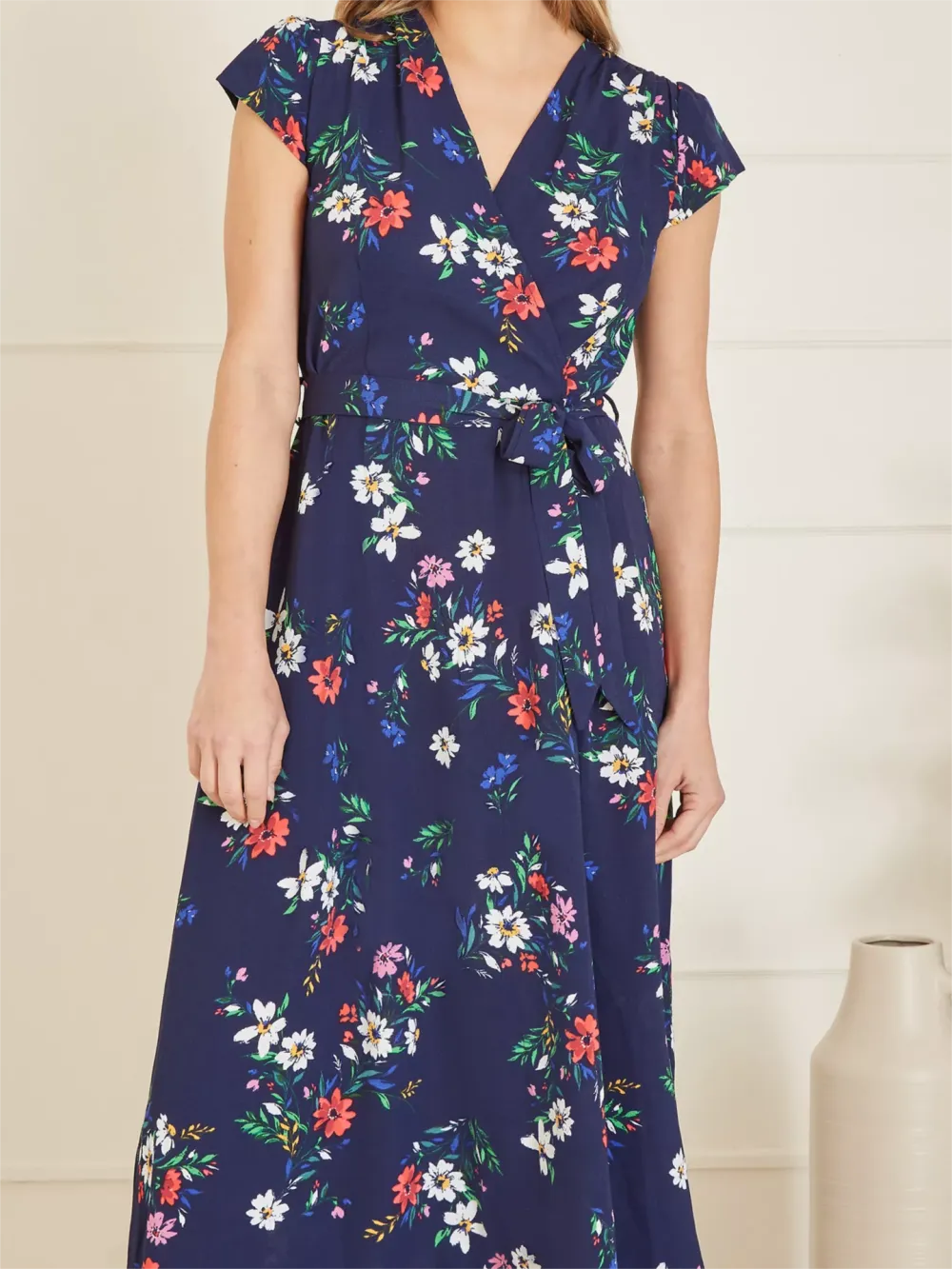 Mela London Floral Print Dip Hem Midi Dress