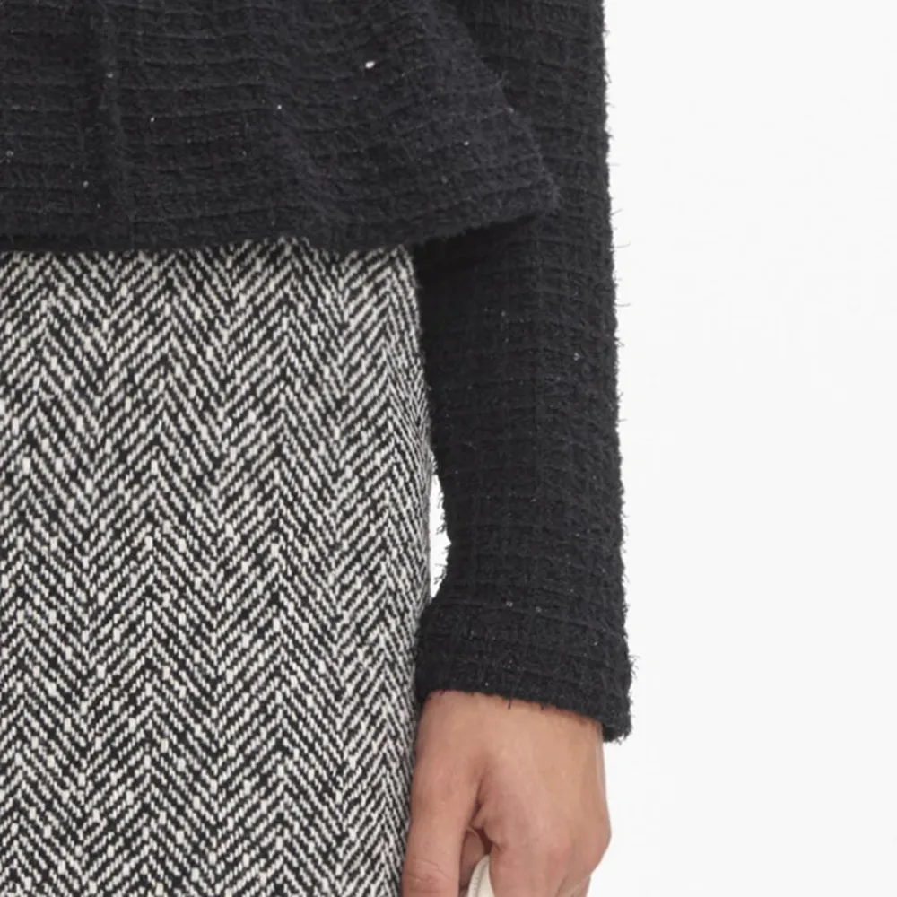 Black Textured Knit Peplum Jacket