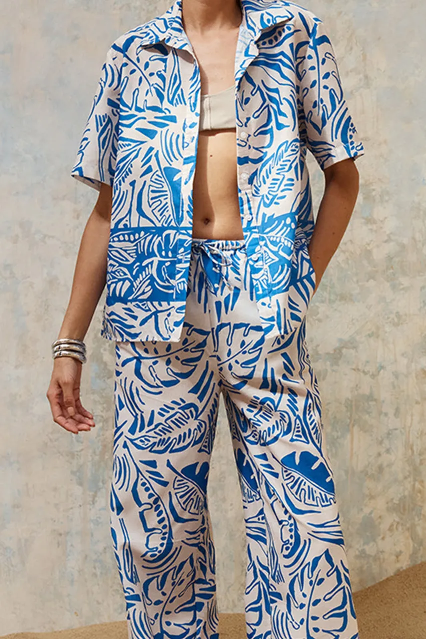 Blue Printed Holiday Pants