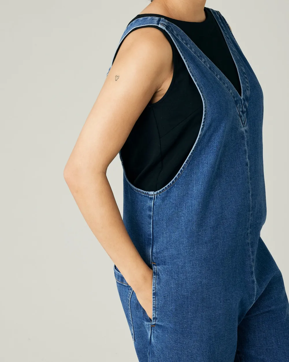 MID BLUE DENIM JUMPSUIT