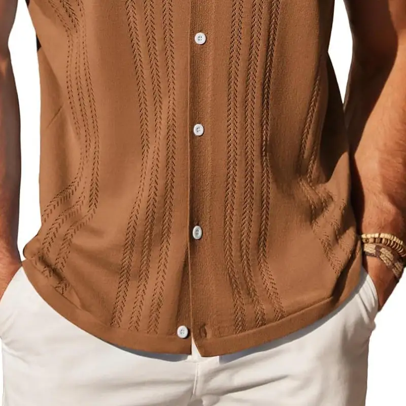 Polished Short Sleeve Collared Knit Shirt