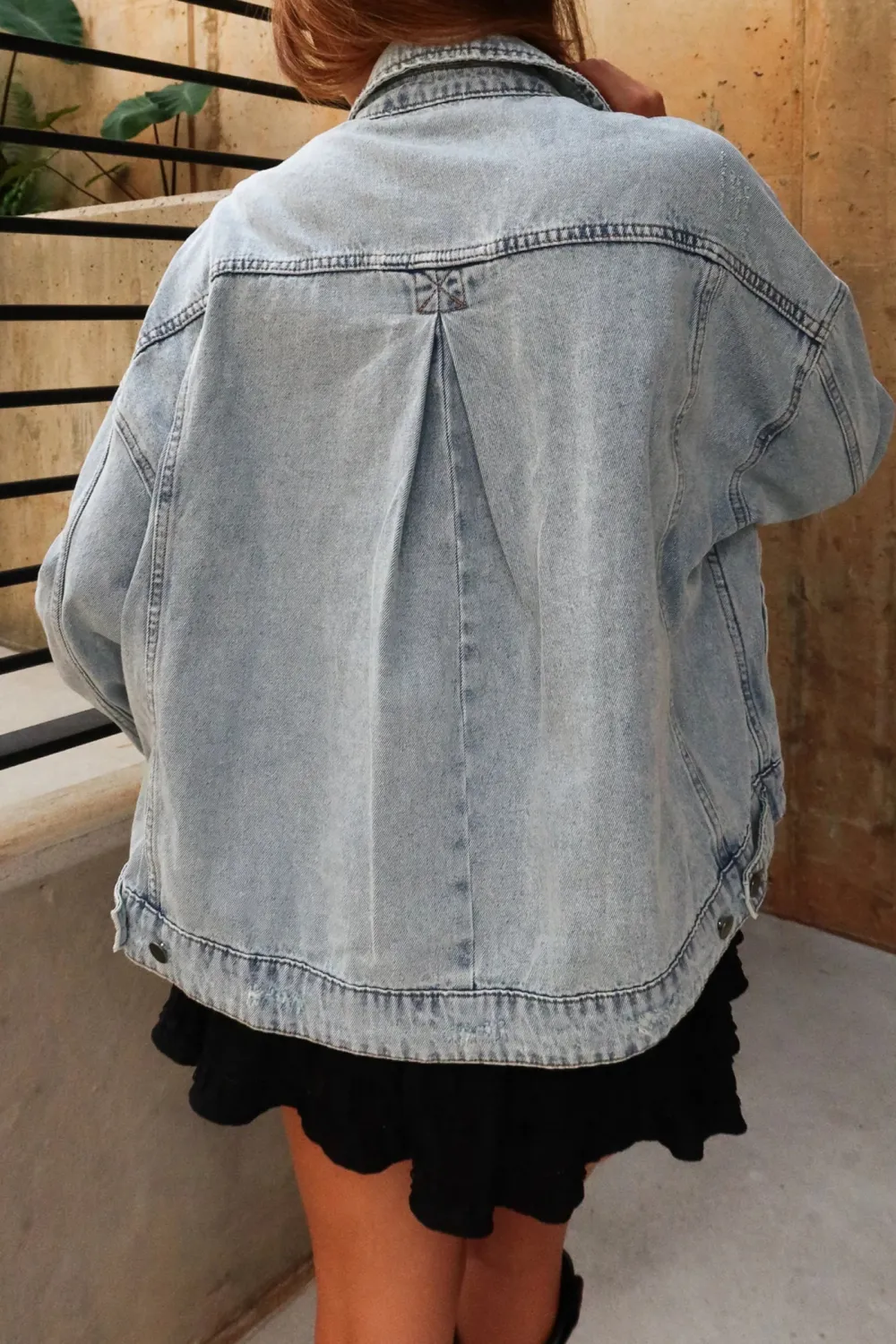 Button Up Dropped Shoulder Jacket