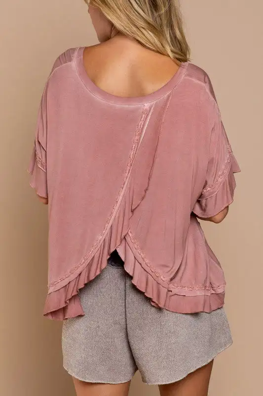 Peek-a-boo Ruffle Overlay Knit Top | URBAN ECHO SHOP