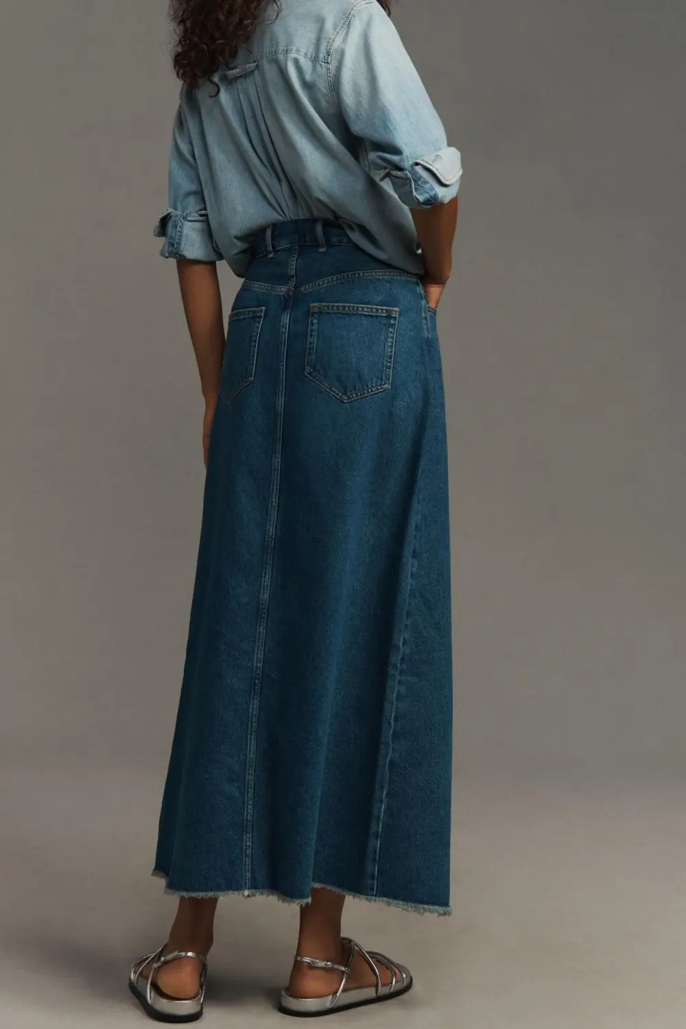 Front-Slit Denim Skirt