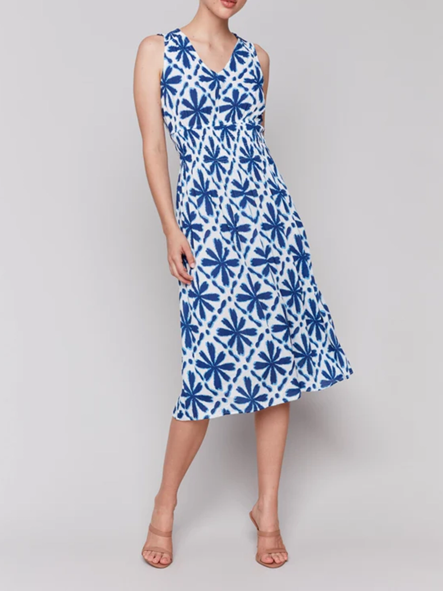 Fashionable And Elegant Design Sleeveless V-Neck Dress