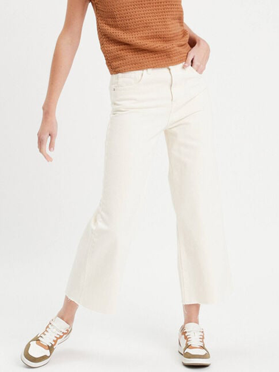 Jeans wide leg 7/8ème ecru femme