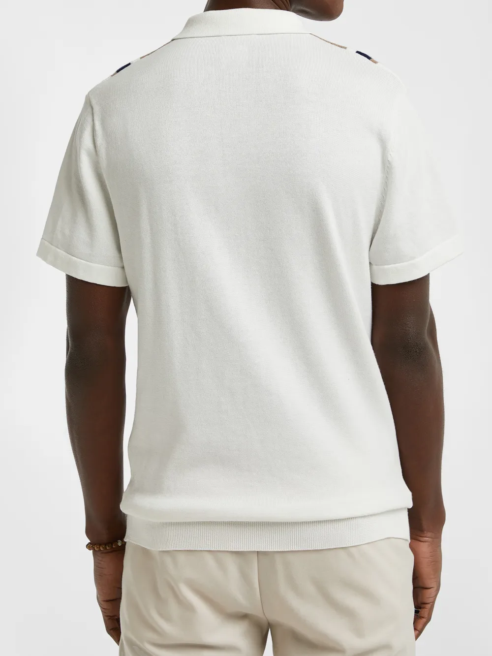 White Short Sleeve Color Blocked Polo Shirt