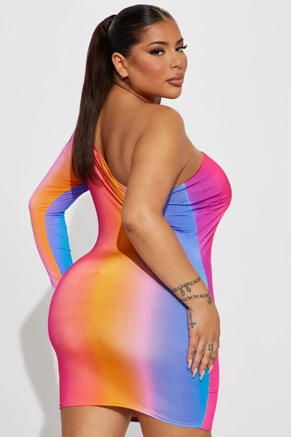 Sahara One Shoulder Mini Dress - Purple/combo