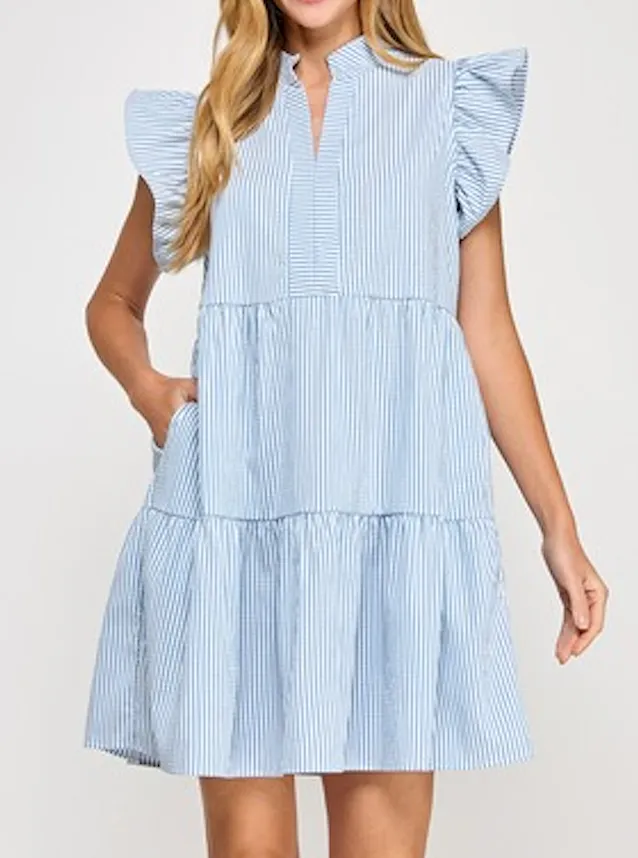 Ruffle Stripe Sleeveless Dress