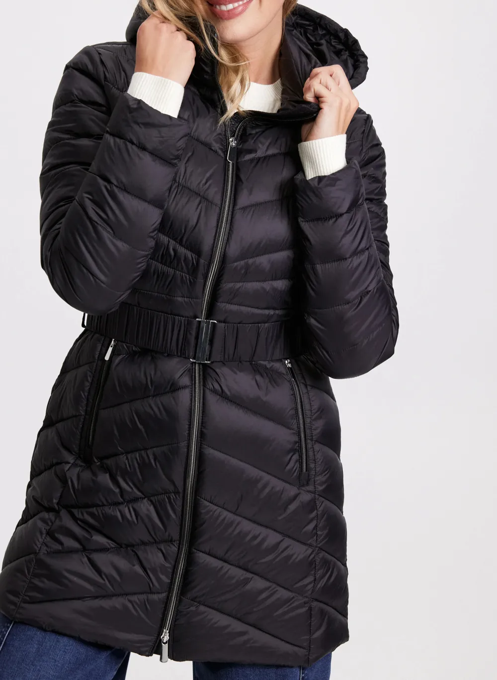 Black Hooded Down Coat
