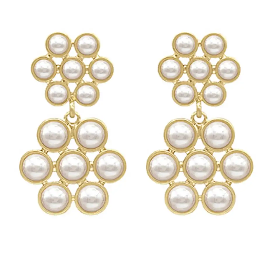 Pearl Drop Flower Earrings
