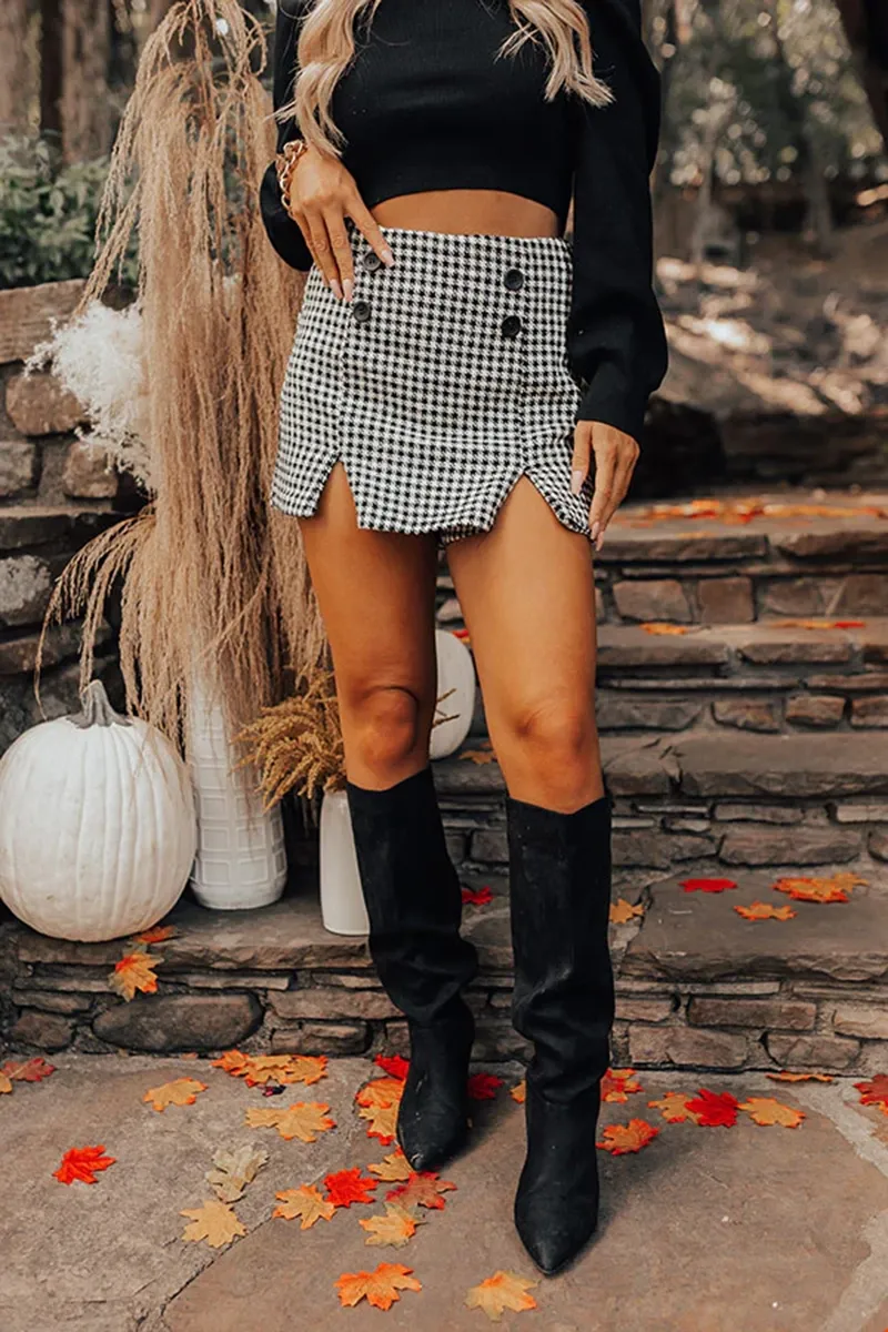 High Waist Slim Fit Fashionable Plaid Skirt