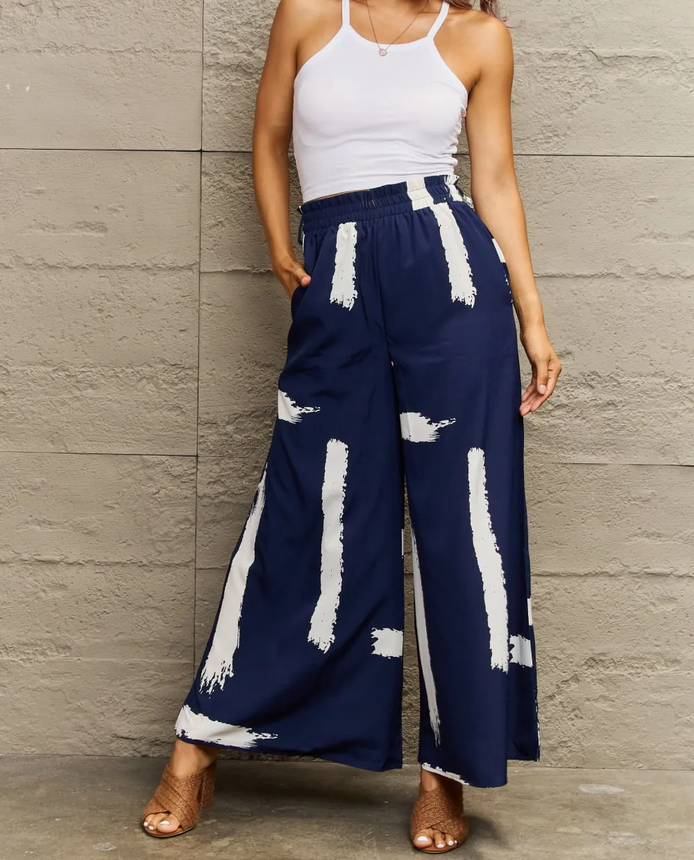 Printed Wide Leg Long Pants