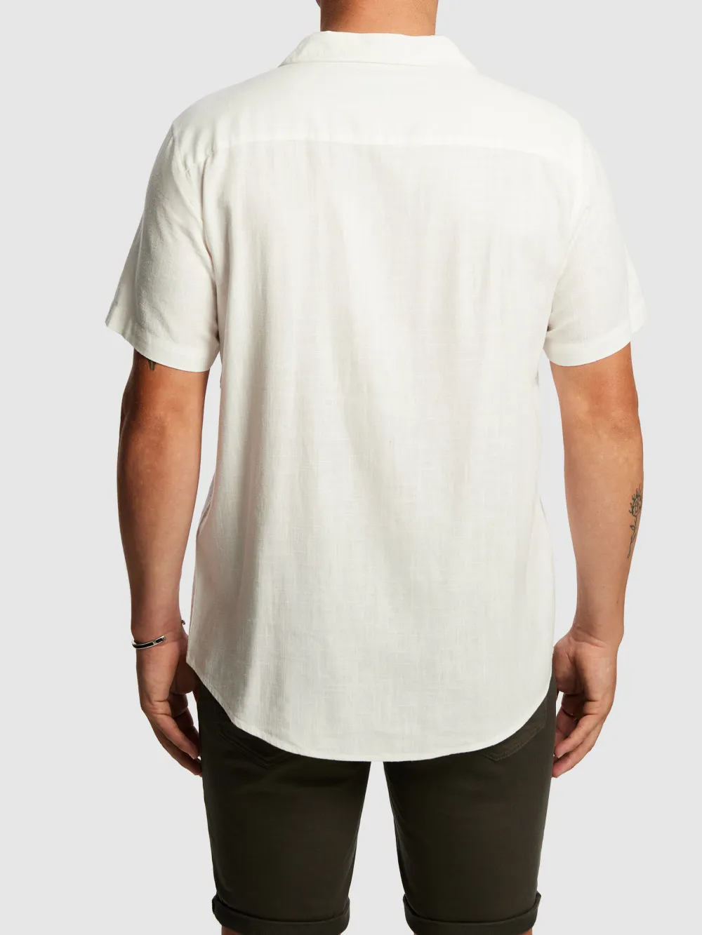 Off White Smooth Finish Short Sleeve Shirt