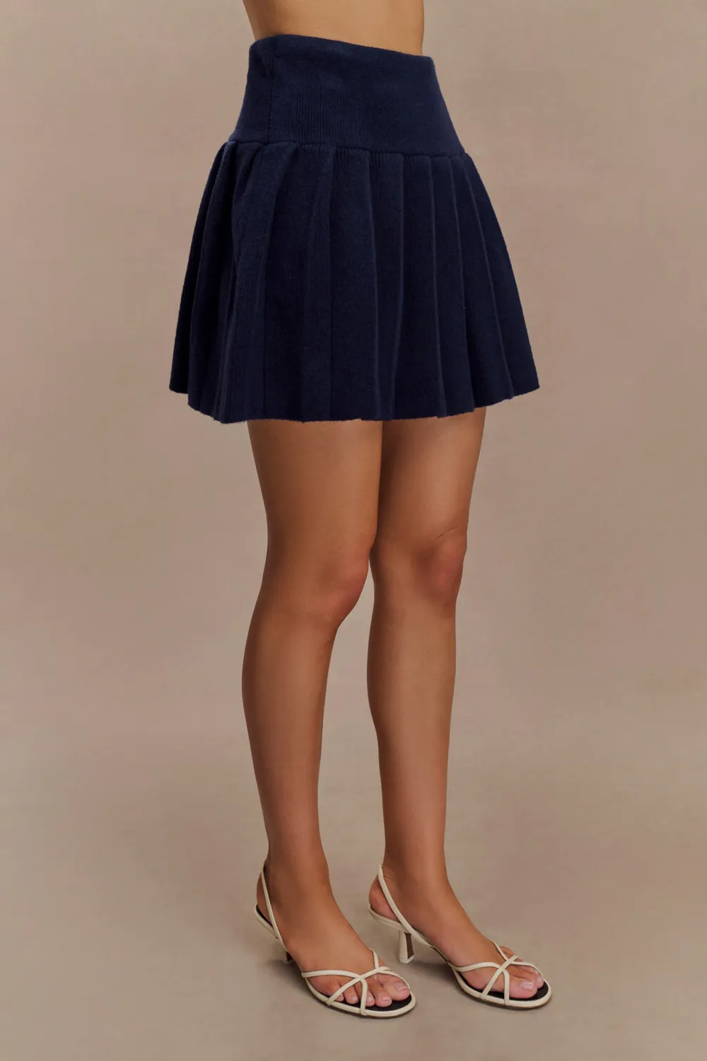 Pleated Knit Mini Skirt