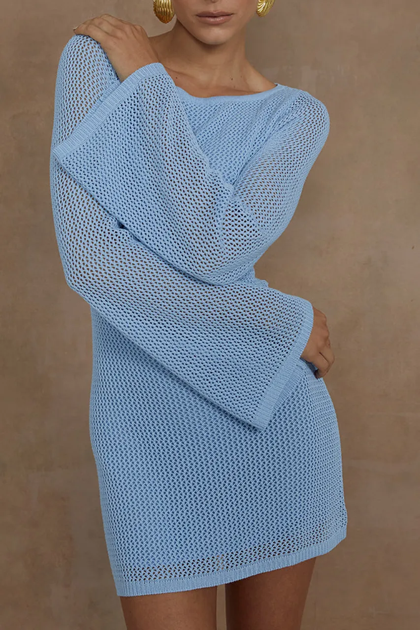 Casual Cutout Long Sleeve Mini Dress