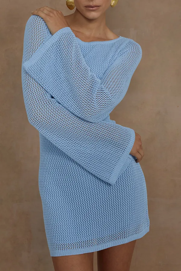 Casual Cutout Long Sleeve Mini Dress