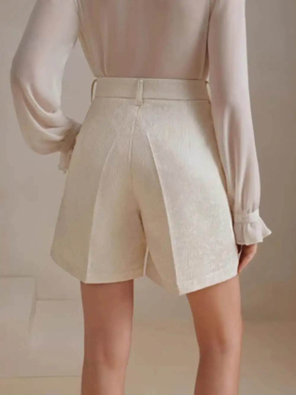 High Waist Textured Shorts