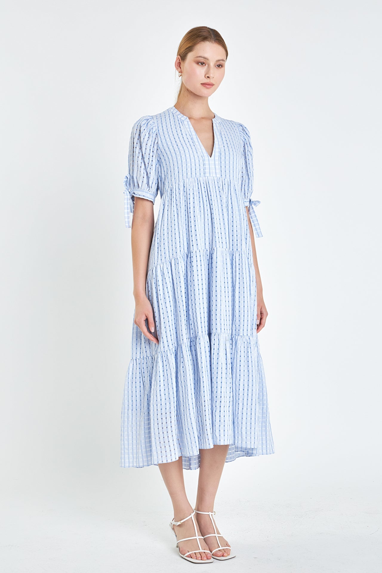 Gingham Tiered Midi Dress