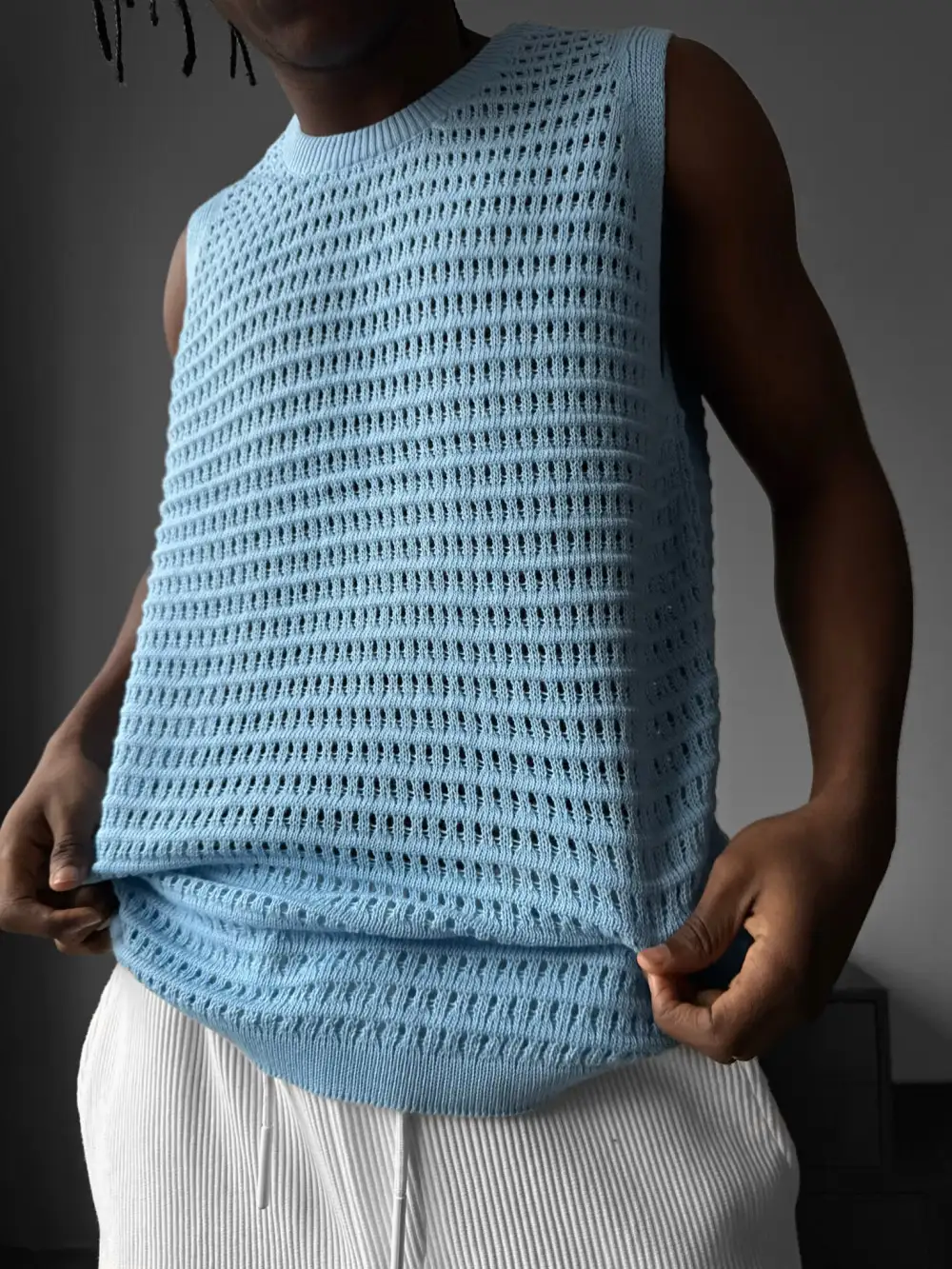 Soft Touch Relaxed Grid Texture Tank Top