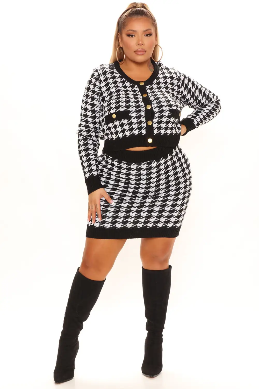 Madeline Sweater Skirt Set - Black/combo