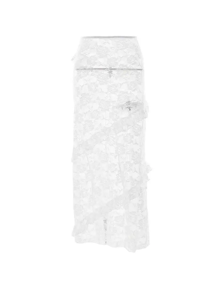 Sheer Lace Midi Skirt