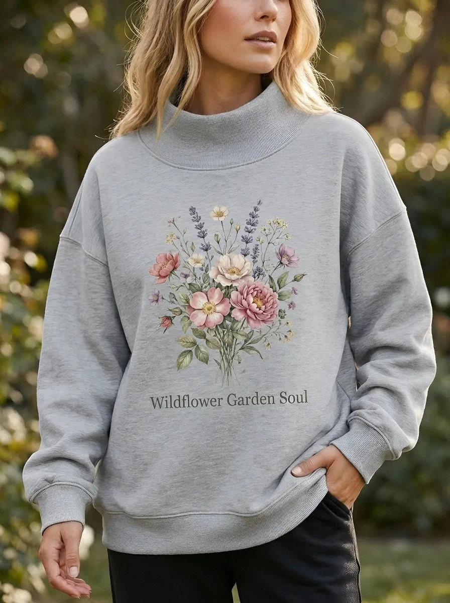 Wildflower Garden Soul Floral Casual Hoodie Sweatshirt