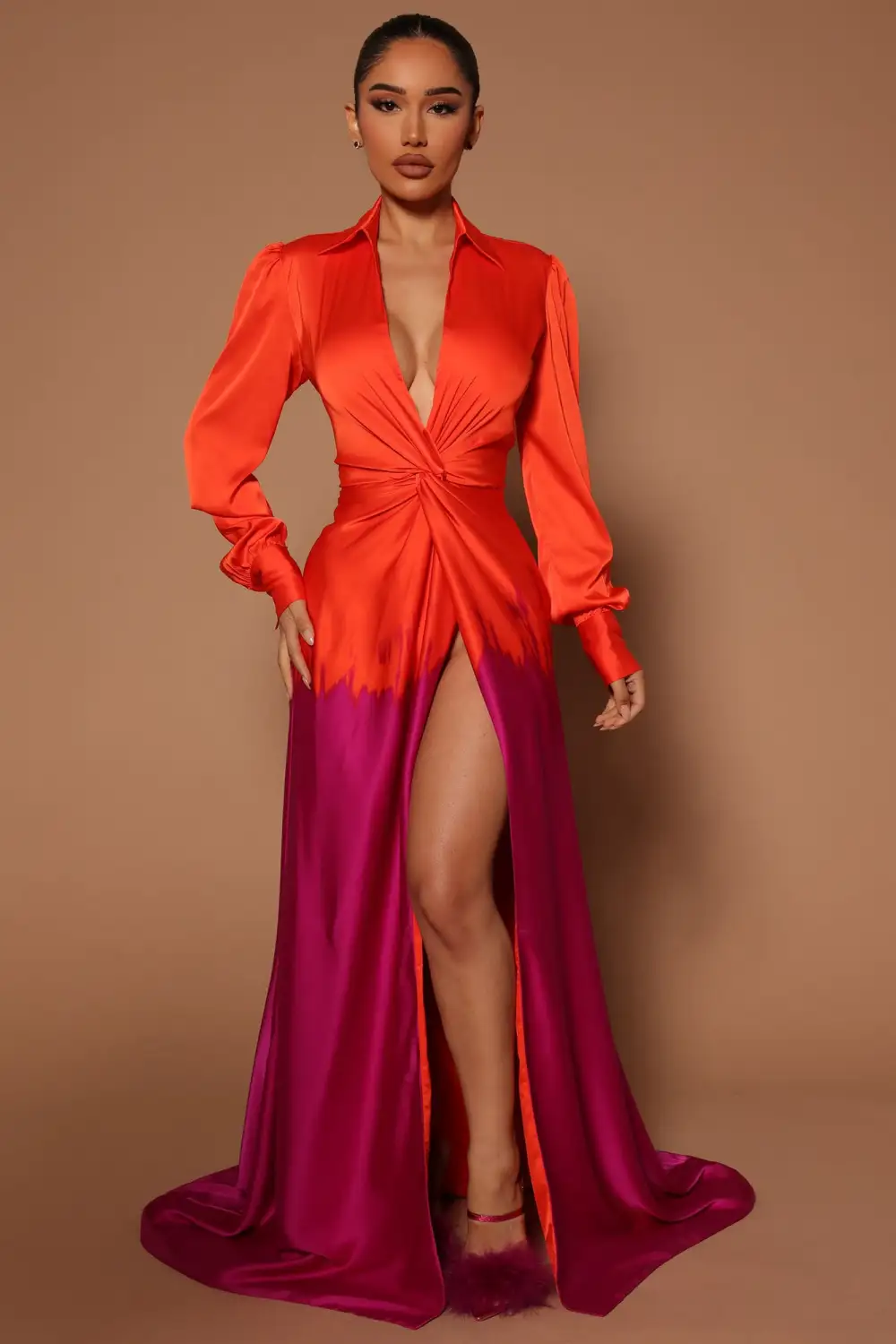 Melissa Ombre Maxi Dress - Orange/combo