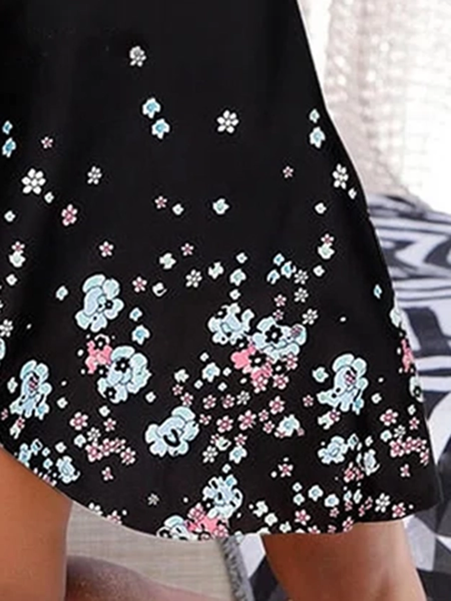 Women's Summer Everyday Club Dress Floral Print O-Neck Sleeveless Casual Trim Yes Waist Tank Dress