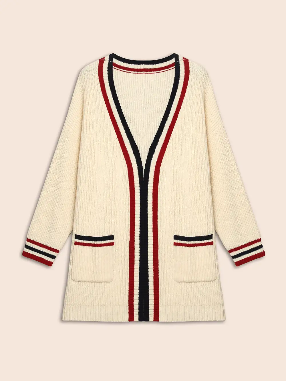 Supersoft Essentials Contrast Striped Drop Shoulder Cardigan