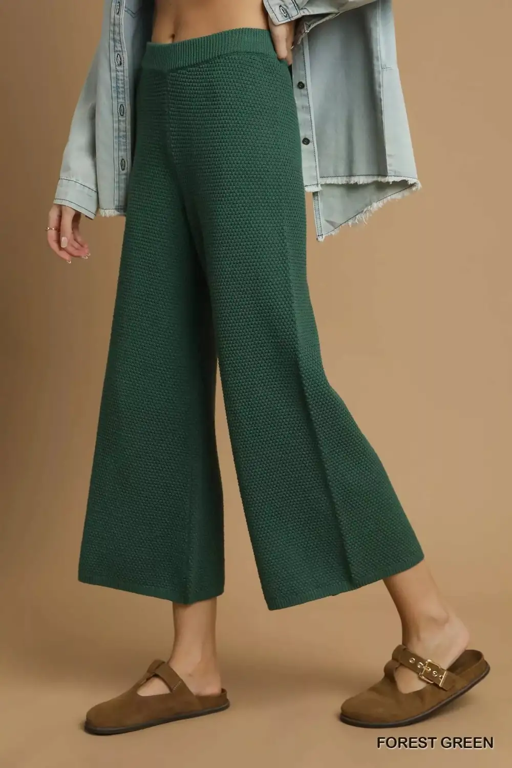 Textured Knit Wide Leg Pants