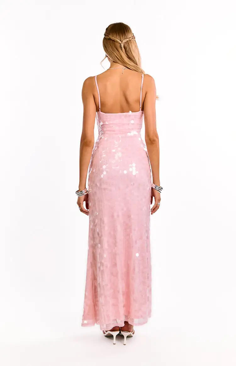Mesh Cut Out Sequin Maxi Dress