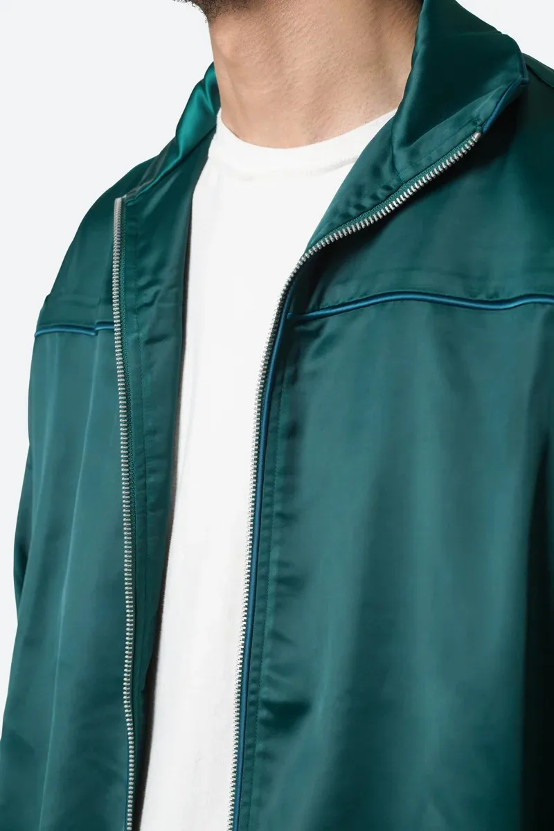 EMERALD GREEN SATIN TRACK JACKET
