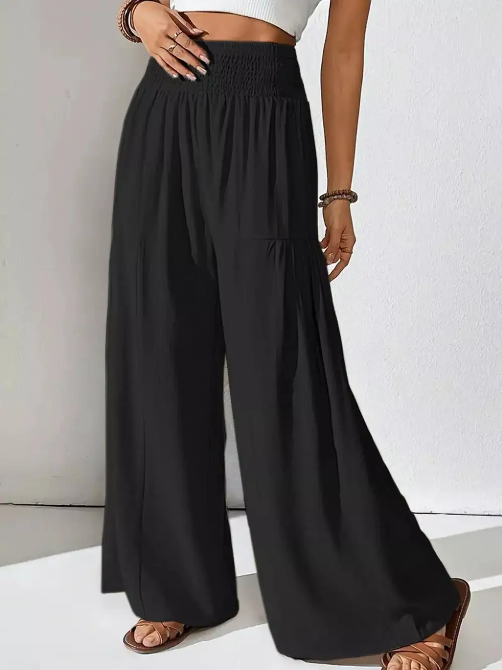 Everyday Smocked Waist Wide Leg Pants