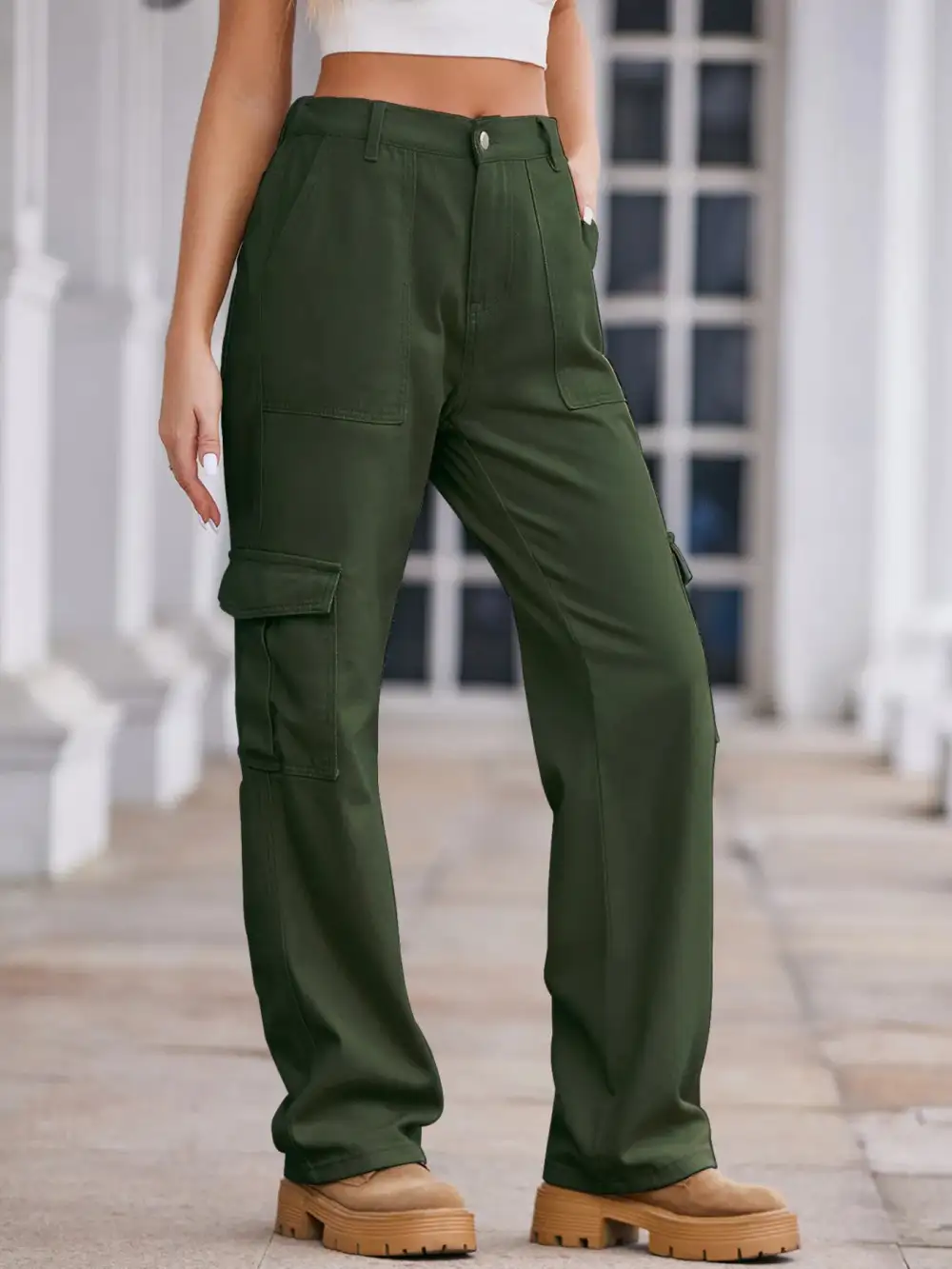 High Waist Cargo Jeans