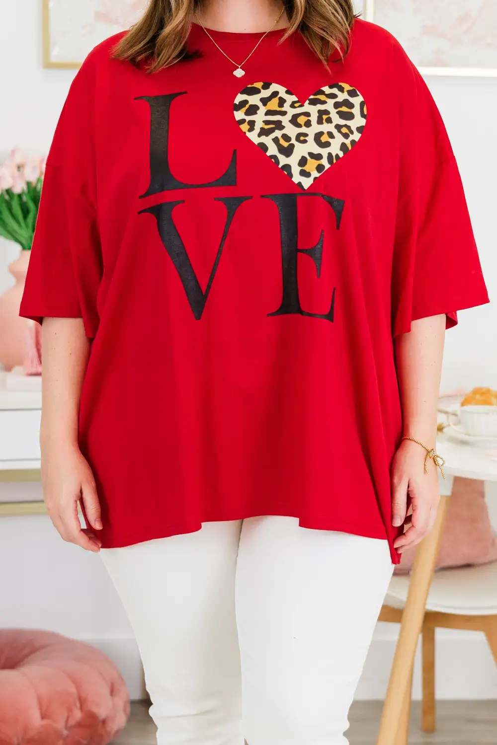 Love Is All You Need Boyfriend Tee, Red