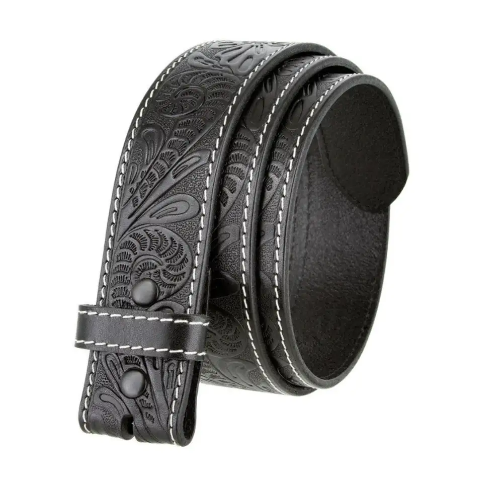 Western Tooled Leather Belt Strap