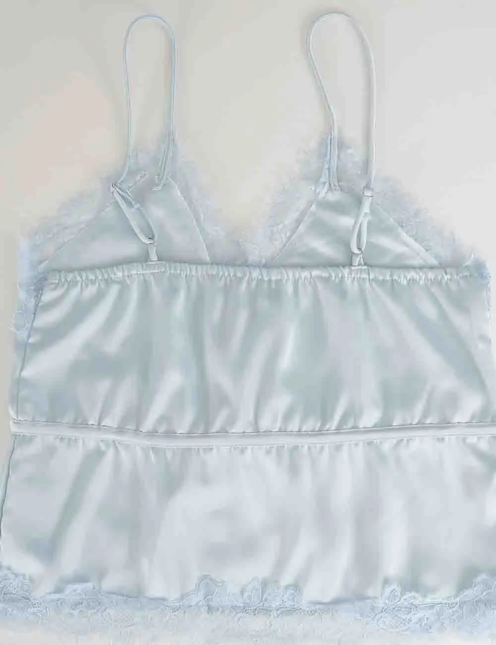Romantic Stain Lace Trim V Neck Waist Drawstring Cami Top