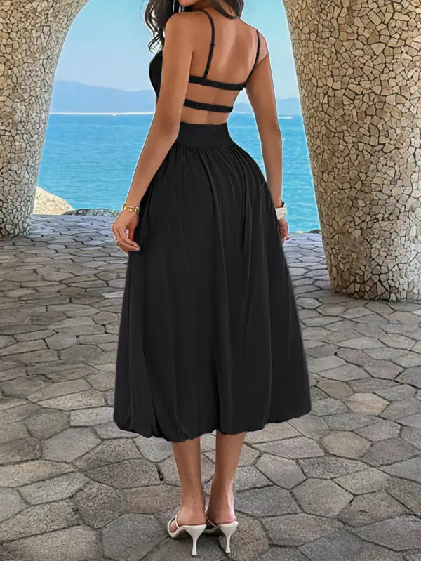 Women's Crinkle Halter Neck Dress