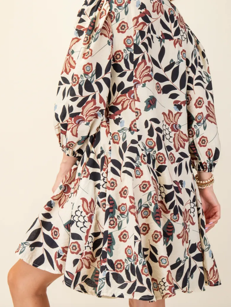 Floral Elbow Sleeve Dress