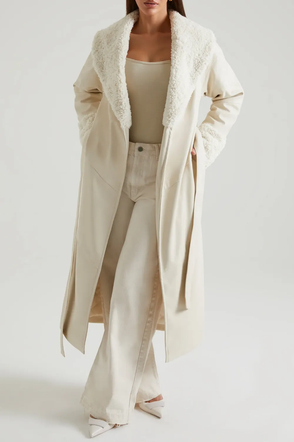 Oversized Warm Tie Waist Coat