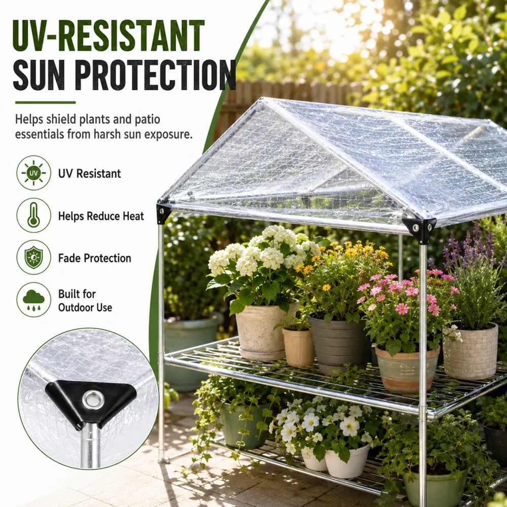 Clear Waterproof PE Tarp, Transparent Outdoor Cover with Metal Grommets