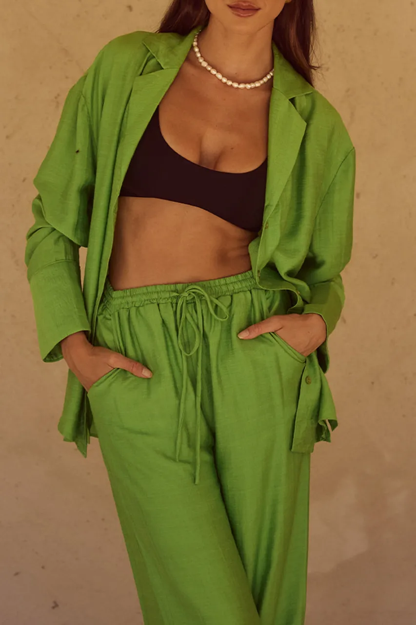 Green Heavy Drape Pants